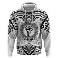 Aiga Samoa Raised Fist Hoodie Polynesian Tribal Tattoo Art Family Pride TS04 Pullover Hoodie White Black - Polynesian Pride