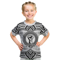 Aiga Samoa Raised Fist Kid T Shirt Polynesian Tribal Tattoo Art Family Pride TS04 White Black - Polynesian Pride