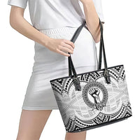 Aiga Samoa Raised Fist Leather Tote Bag Polynesian Tribal Tattoo Art Family Pride TS04 - Polynesian Pride