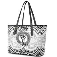 Aiga Samoa Raised Fist Leather Tote Bag Polynesian Tribal Tattoo Art Family Pride TS04 - Polynesian Pride