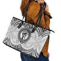 Aiga Samoa Raised Fist Leather Tote Bag Polynesian Tribal Tattoo Art Family Pride TS04 - Polynesian Pride