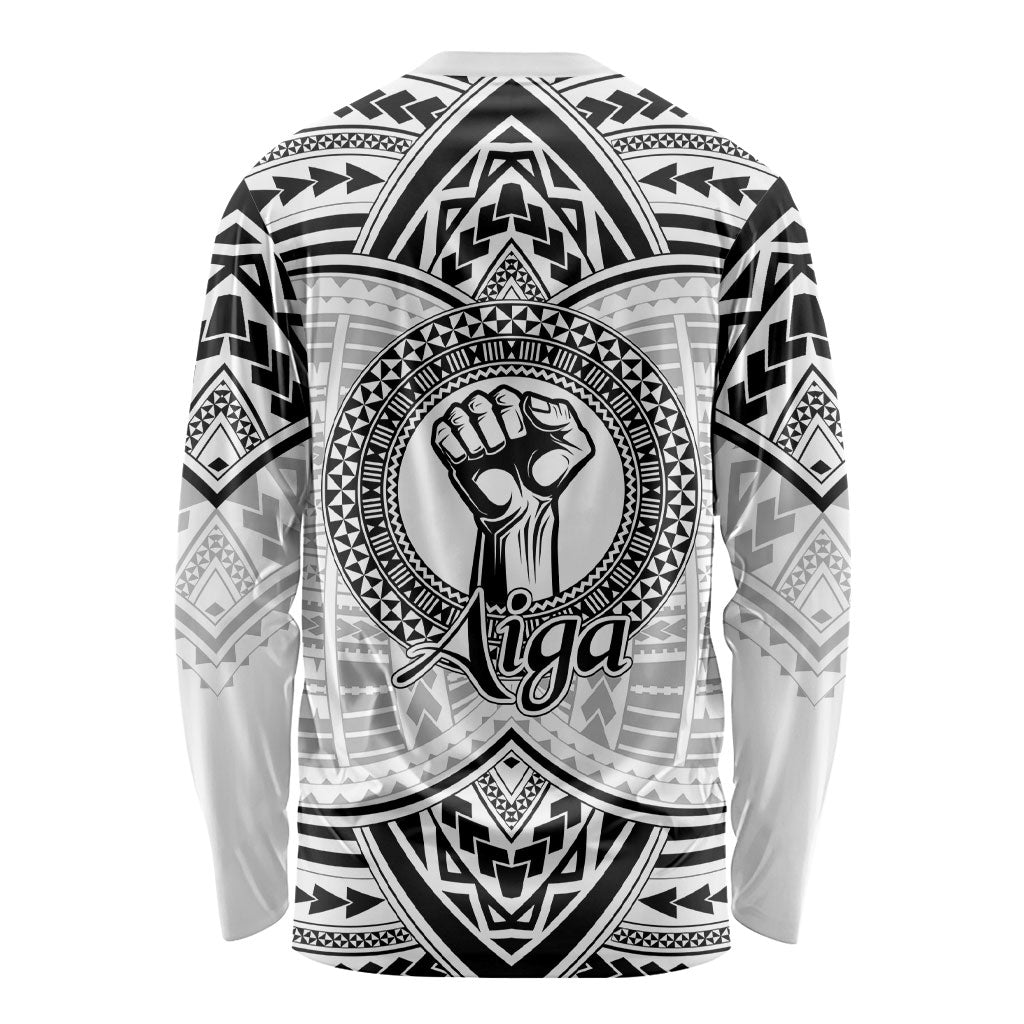 Aiga Samoa Raised Fist Long Sleeve Shirt Polynesian Tribal Tattoo Art Family Pride TS04 - Polynesian Pride