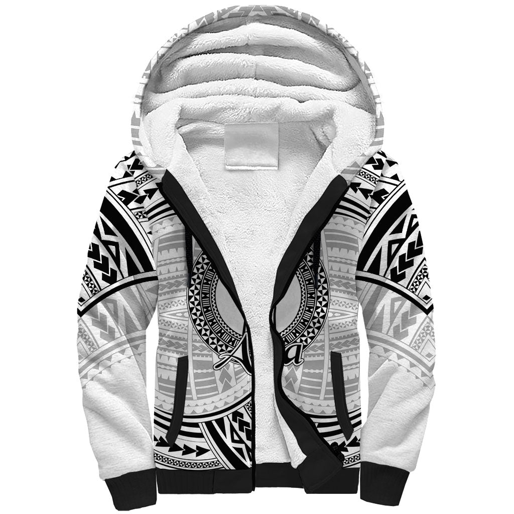 Aiga Samoa Raised Fist Sherpa Hoodie Polynesian Tribal Tattoo Art Family Pride TS04 Unisex White Black - Polynesian Pride