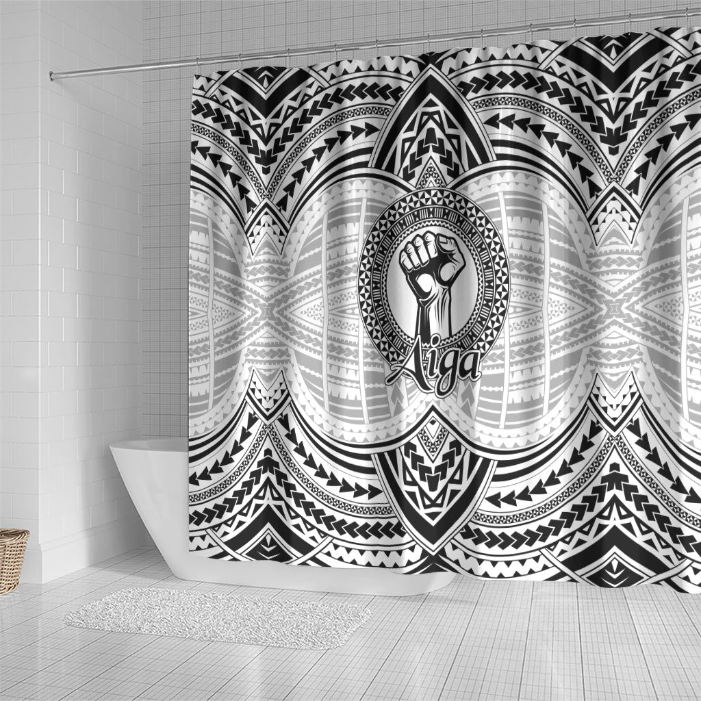 Aiga Samoa Raised Fist Shower Curtain Polynesian Tribal Tattoo Art Family Pride TS04 - Polynesian Pride
