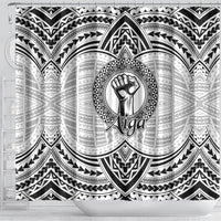 Aiga Samoa Raised Fist Shower Curtain Polynesian Tribal Tattoo Art Family Pride TS04 - Polynesian Pride