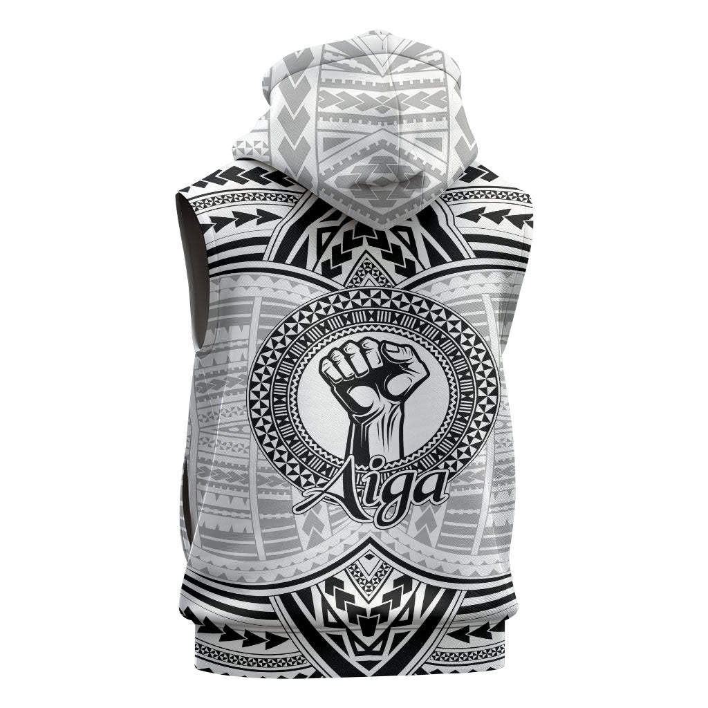 Aiga Samoa Raised Fist Sleeveless Zip Hoodie Polynesian Tribal Tattoo Art Family Pride TS04 - Polynesian Pride