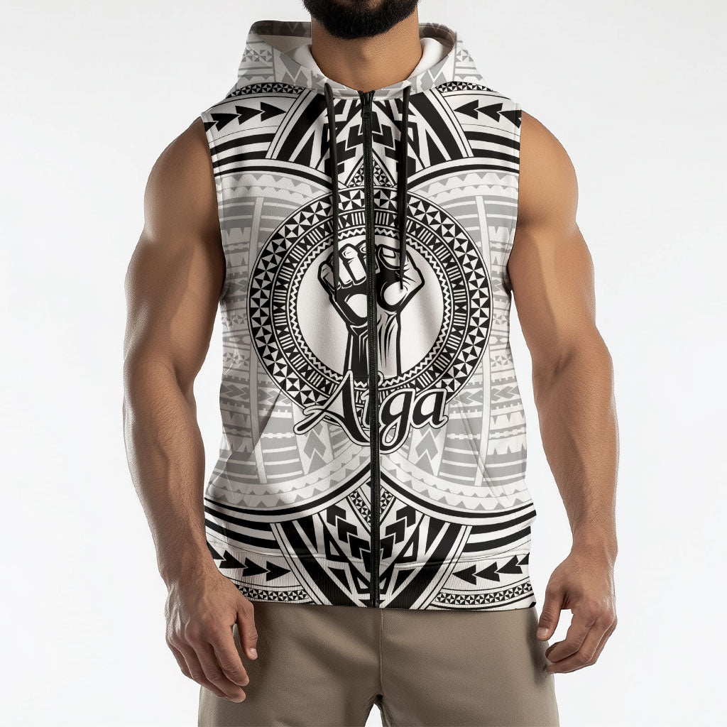 Aiga Samoa Raised Fist Sleeveless Zip Hoodie Polynesian Tribal Tattoo Art Family Pride TS04 - Polynesian Pride