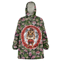 Samoa Aiga Polynesian Wearable Blanket Hoodie Tropical Floral Hibiscus Pattern Island Heritage TS04 One Size Green Red - Polynesian Pride