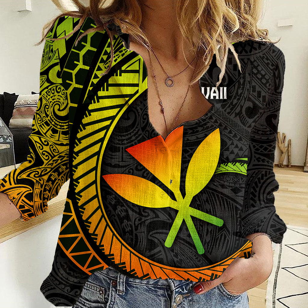 Hawaii Kanaka Maoli Women Casual Shirt Polynesian Tornado Infusion Gradient TS04 Female Gradient - Polynesian Pride