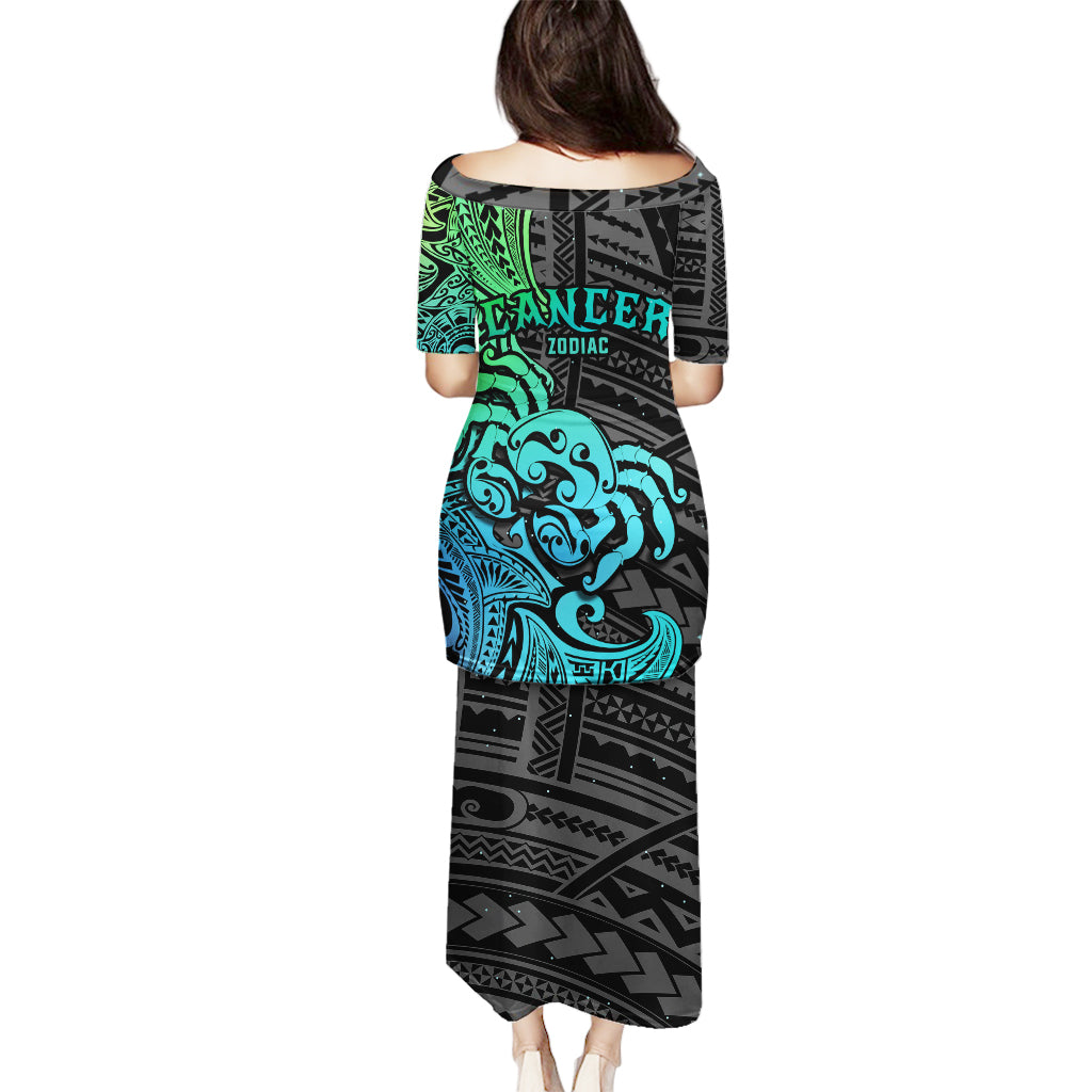 Zodiac Cancer Puletasi Polynesian in Gradient Blue TS04 - Polynesian Pride