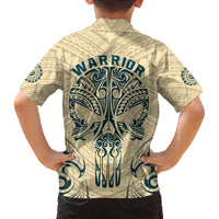 Polynesian Family Matching Off Shoulder Maxi Dress and Hawaiian Shirt Warrior Skull with Tribal Patterns Tattoo Design TS04 - Polynesian Pride