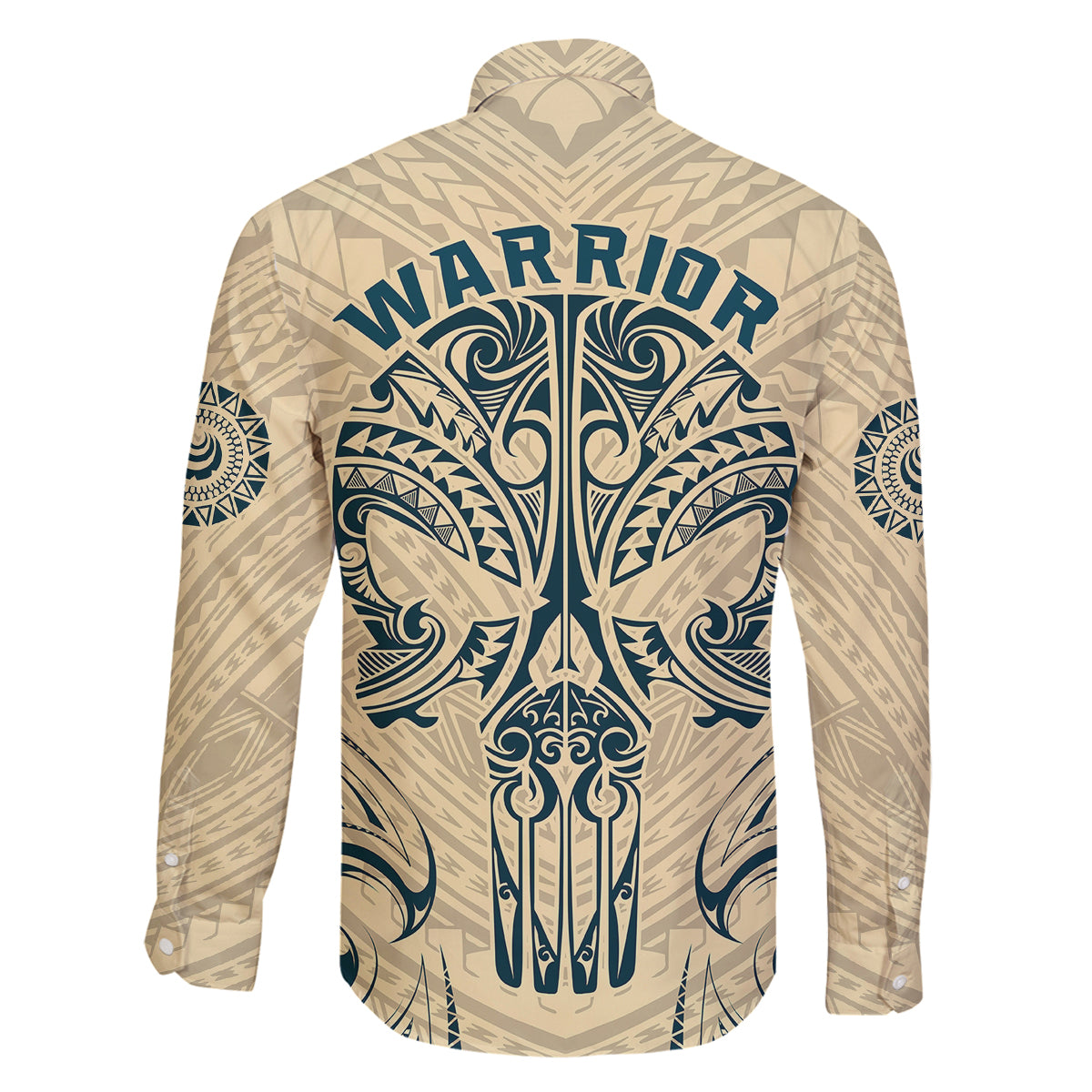 Polynesian Family Matching Puletasi Dress and Hawaiian Shirt Warrior Skull with Tribal Patterns Tattoo Design TS04 - Polynesian Pride