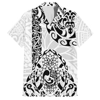 Hawaii Family Matching Long Sleeve Bodycon Dress and Hawaiian Shirt with Polynesian Turtle TS04 Dad's Shirt - Short Sleeve Black White - Polynesian Pride