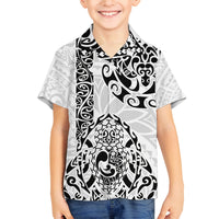 Hawaii Family Matching Puletasi Dress and Hawaiian Shirt with Polynesian Turtle TS04 Son's Shirt Black White - Polynesian Pride