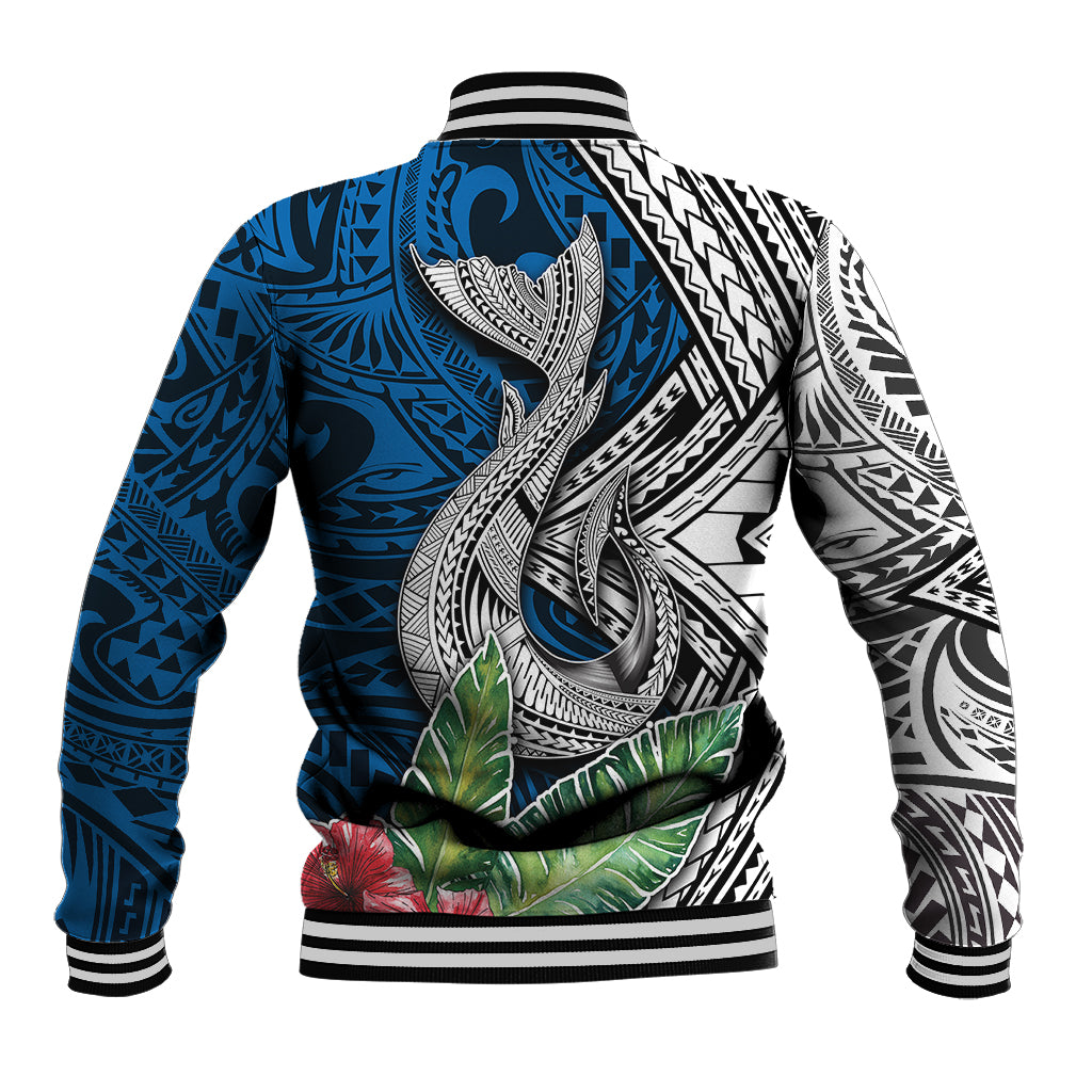 Polynesian Baseball Jacket Whale Pattern and Hibiscus Flowers TS04 - Polynesian Pride