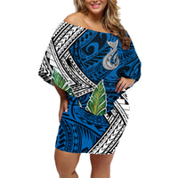 Polynesian Family Matching Off Shoulder Short Dress and Hawaiian Shirt Whale Pattern and Hibiscus Flowers TS04 Mom's Dress Multicolor - Polynesian Pride