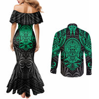 Polynesian Couples Matching Mermaid Dress and Long Sleeve Button Shirts Abstract Tiki TS04 - Polynesian Pride