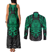 Polynesian Couples Matching Tank Maxi Dress and Long Sleeve Button Shirts Abstract Tiki TS04 - Polynesian Pride