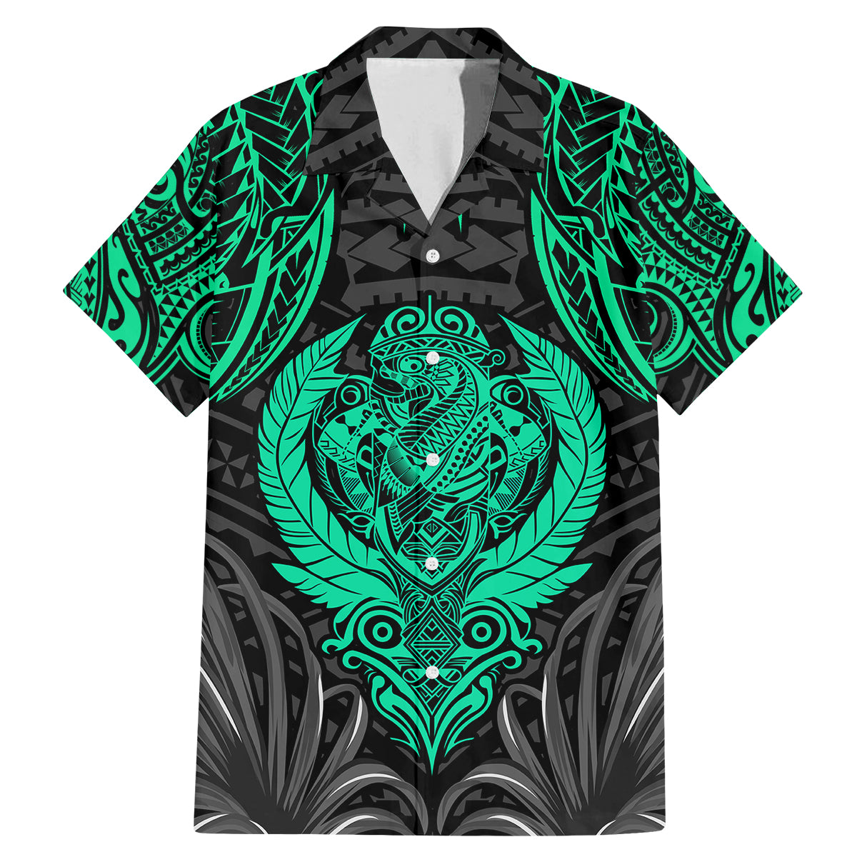 Polynesian Family Matching Mermaid Dress and Hawaiian Shirt Abstract Tiki TS04 Dad's Shirt - Short Sleeve Black Yellow - Polynesian Pride