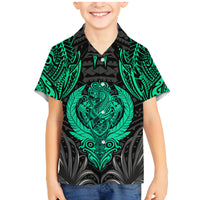 Polynesian Family Matching Mermaid Dress and Hawaiian Shirt Abstract Tiki TS04 Son's Shirt Black Yellow - Polynesian Pride