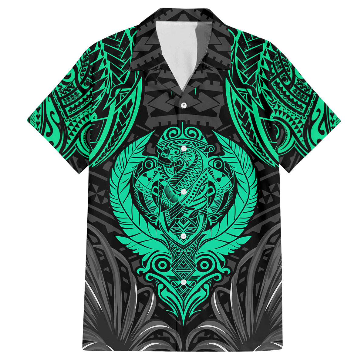 Polynesian Family Matching Off Shoulder Long Sleeve Dress and Hawaiian Shirt Abstract Tiki TS04 Dad's Shirt - Short Sleeve Black Yellow - Polynesian Pride