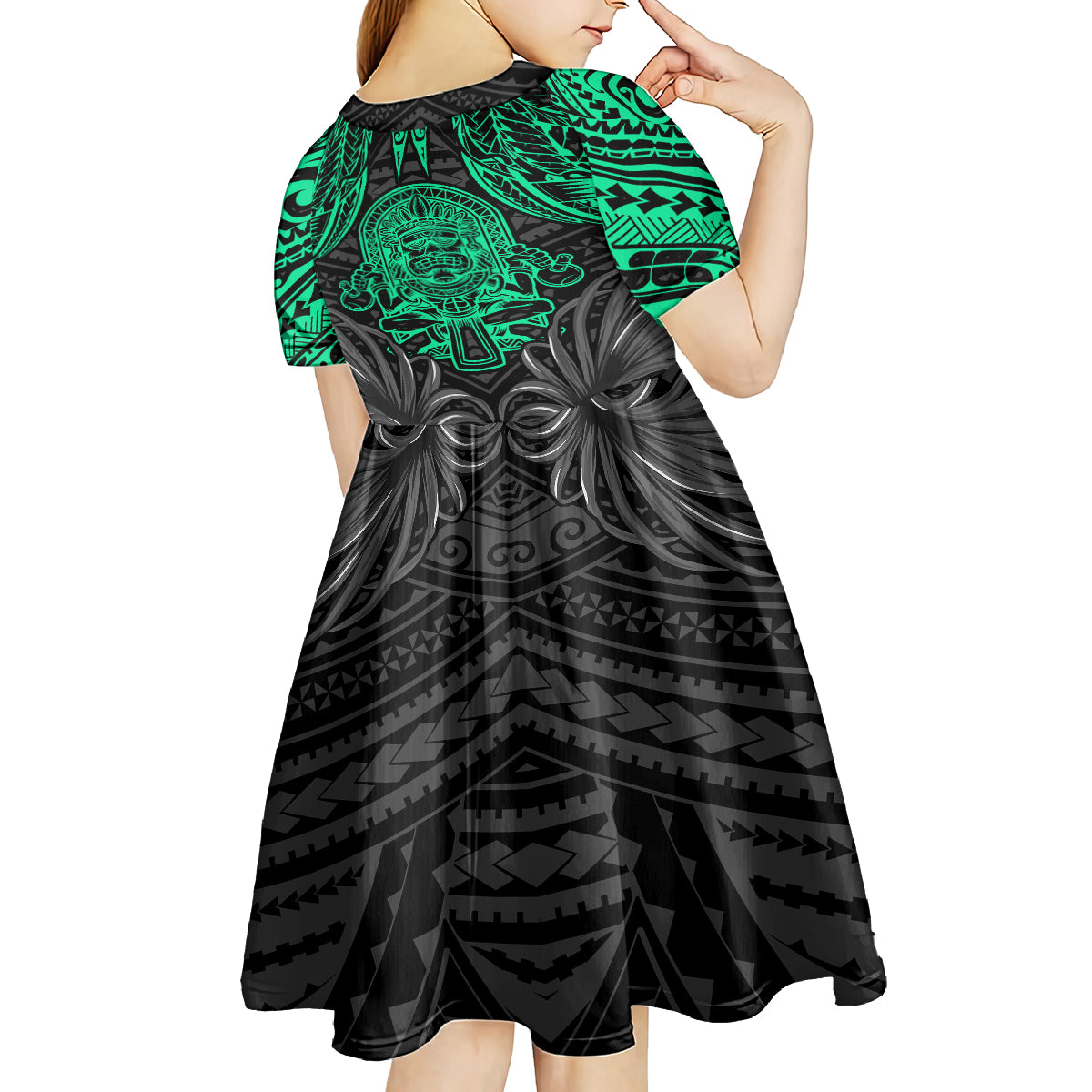 Polynesian Kid Short Sleeve Dress Abstract Tiki TS04 - Polynesian Pride