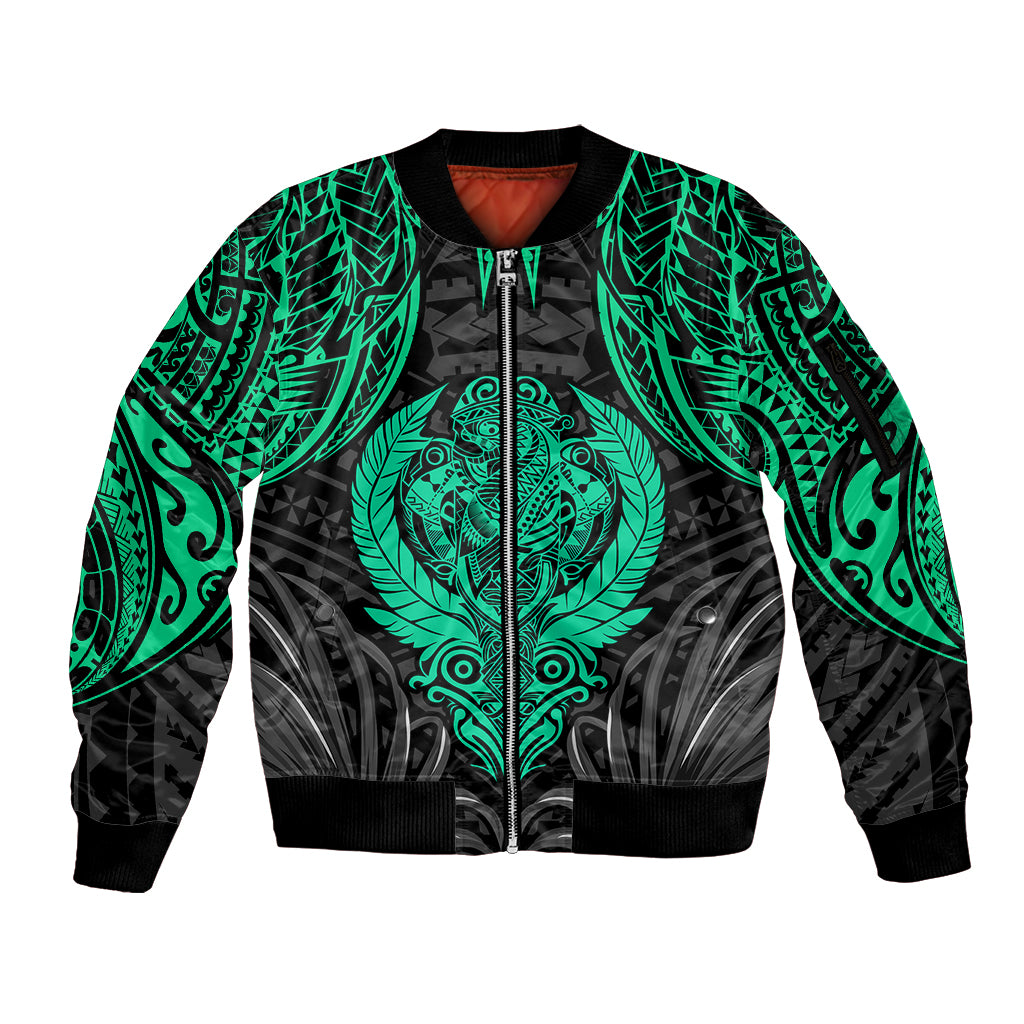 Polynesian Sleeve Zip Bomber Jacket Abstract Tiki TS04 Unisex Black Yellow - Polynesian Pride