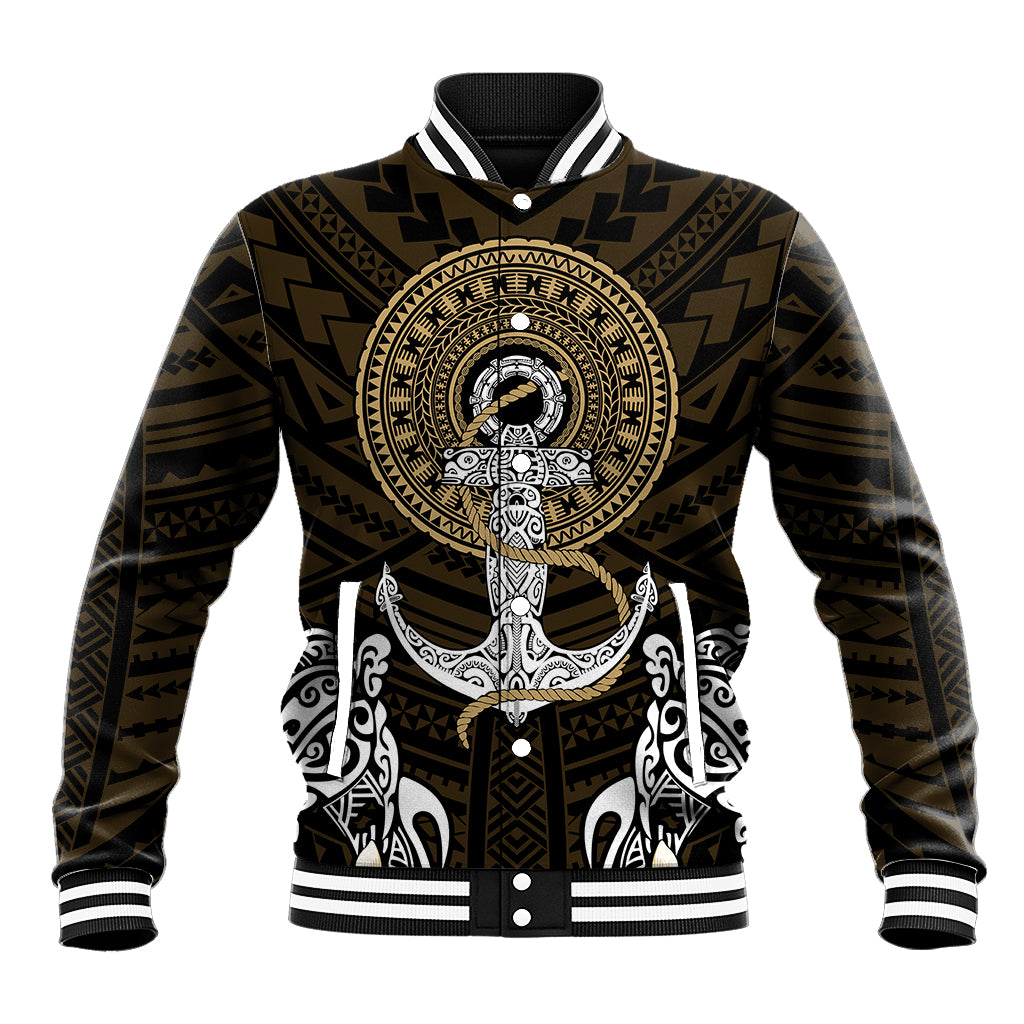 Polynesian Swordfish Baseball Jacket with Anchor Pattern and Tribal Turtle TS04 - Polynesian Pride