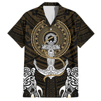 Polynesian Swordfish Family Matching Short Sleeve Bodycon Dress and Hawaiian Shirt with Anchor Pattern and Tribal Turtle TS04 Dad's Shirt - Short Sleeve Multicolor - Polynesian Pride
