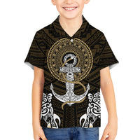 Polynesian Swordfish Family Matching Summer Maxi Dress and Hawaiian Shirt with Anchor Pattern and Tribal Turtle TS04 Son's Shirt Multicolor - Polynesian Pride