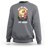 Christmas In Hawaii Sweatshirt Ho Ho Hold My Beer Cool Santa Sunglass TS09 Charcoal - Polynesian Pride