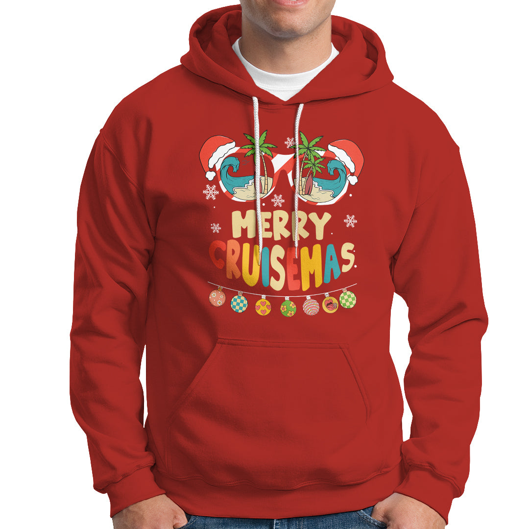 Merry Cruisemas Hawaiian Christmas Palm Tree Sunglass Hoodie TS09 Red - Polynesian Pride