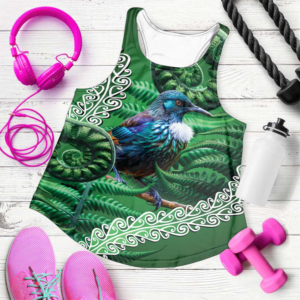 Tui Bird Koru Silver Fern Aotearoa Women Racerback Tank