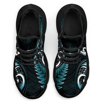 Turquoise New Zealand Clunky Sneakers Aotearoa Silver Fern With Manaia Maori Unique LT14 - Polynesian Pride