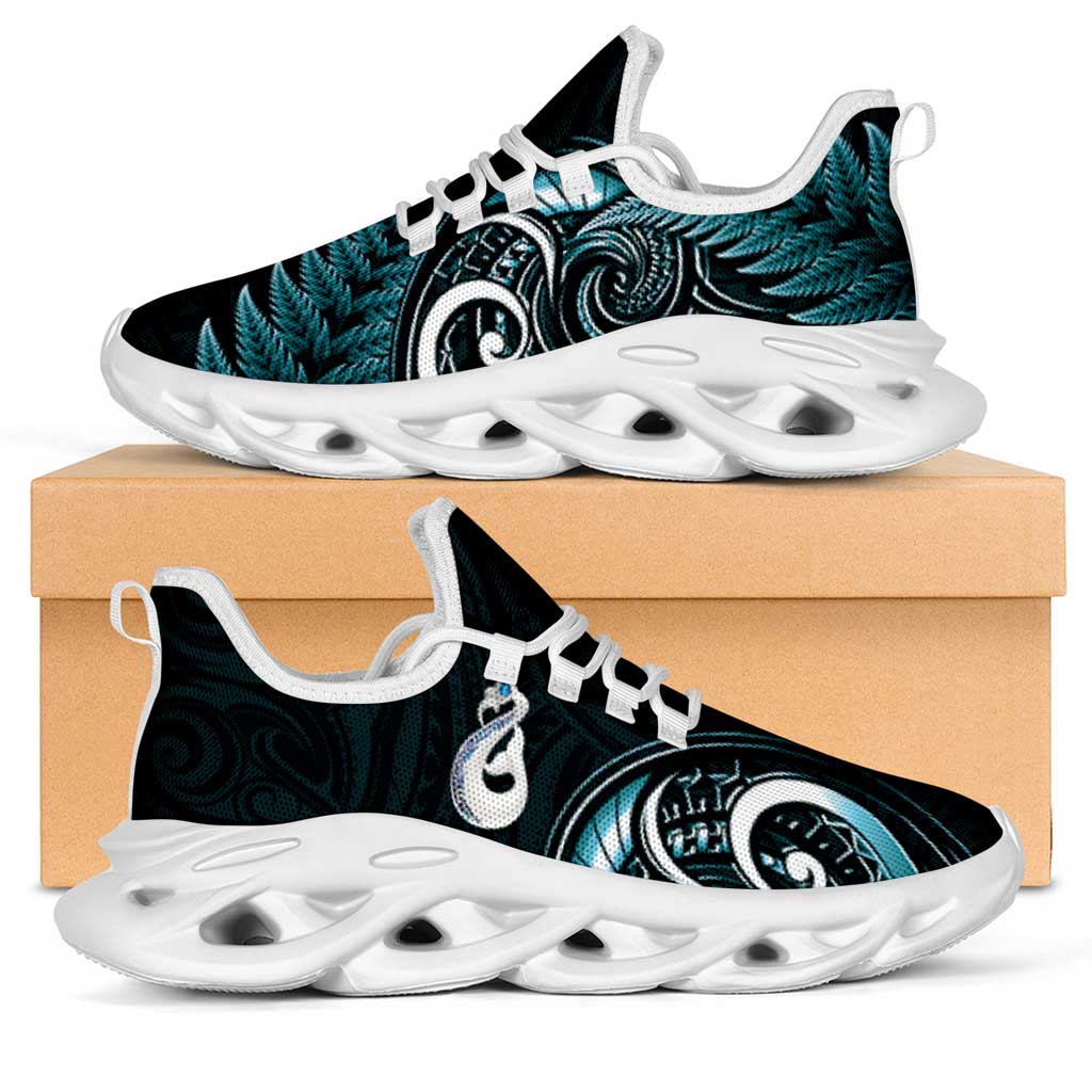 Turquoise New Zealand Clunky Sneakers Aotearoa Silver Fern With Manaia Maori Unique LT14 Turquoise - Polynesian Pride