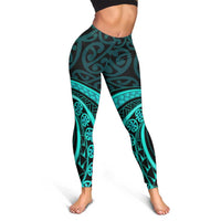 Turquoise New Zealand Mangopare Leggings Aotearoa Maori Koru Style LT14