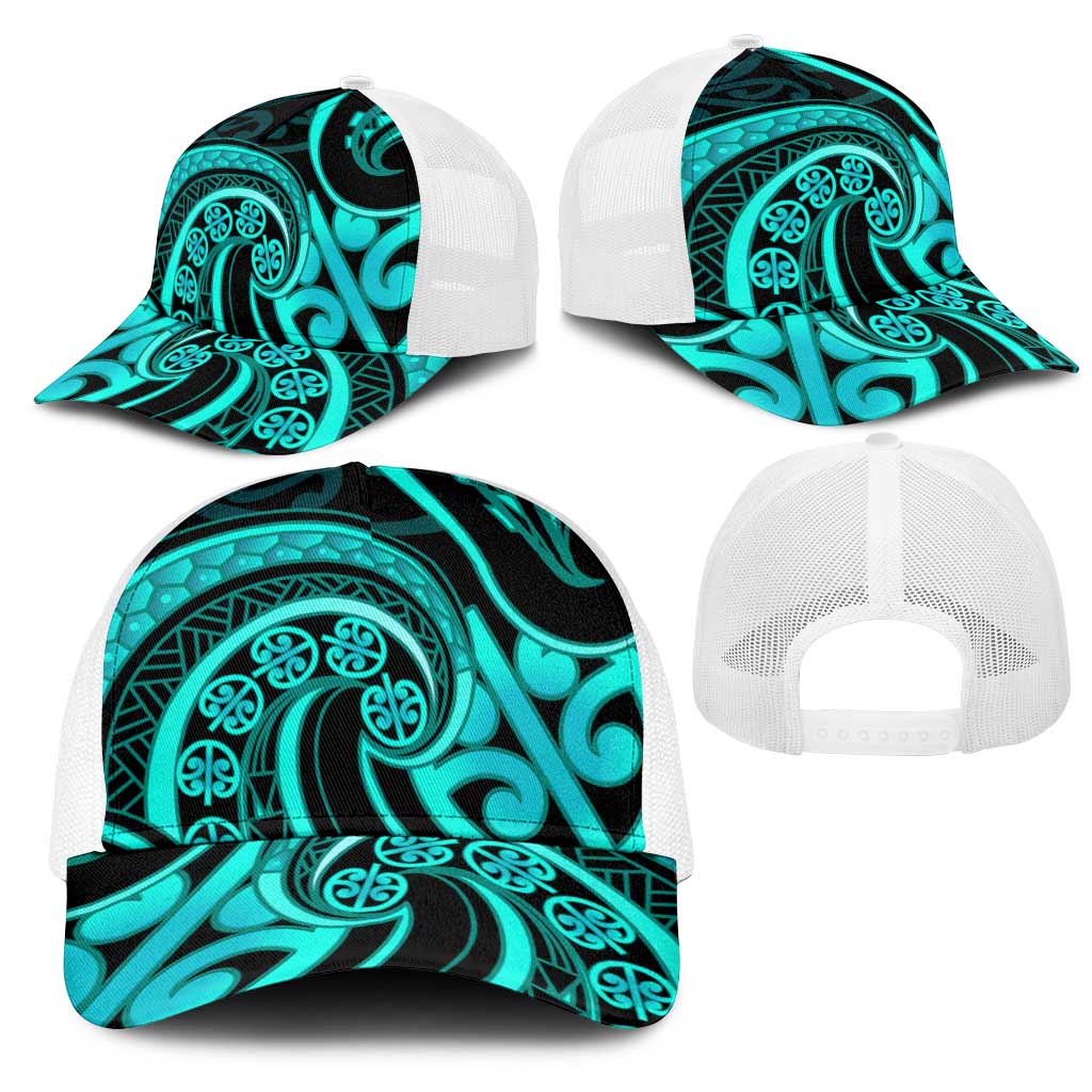 Turquoise New Zealand Mangopare Mesh Trucker Cap Aotearoa Maori Koru Style - Polynesian Pride