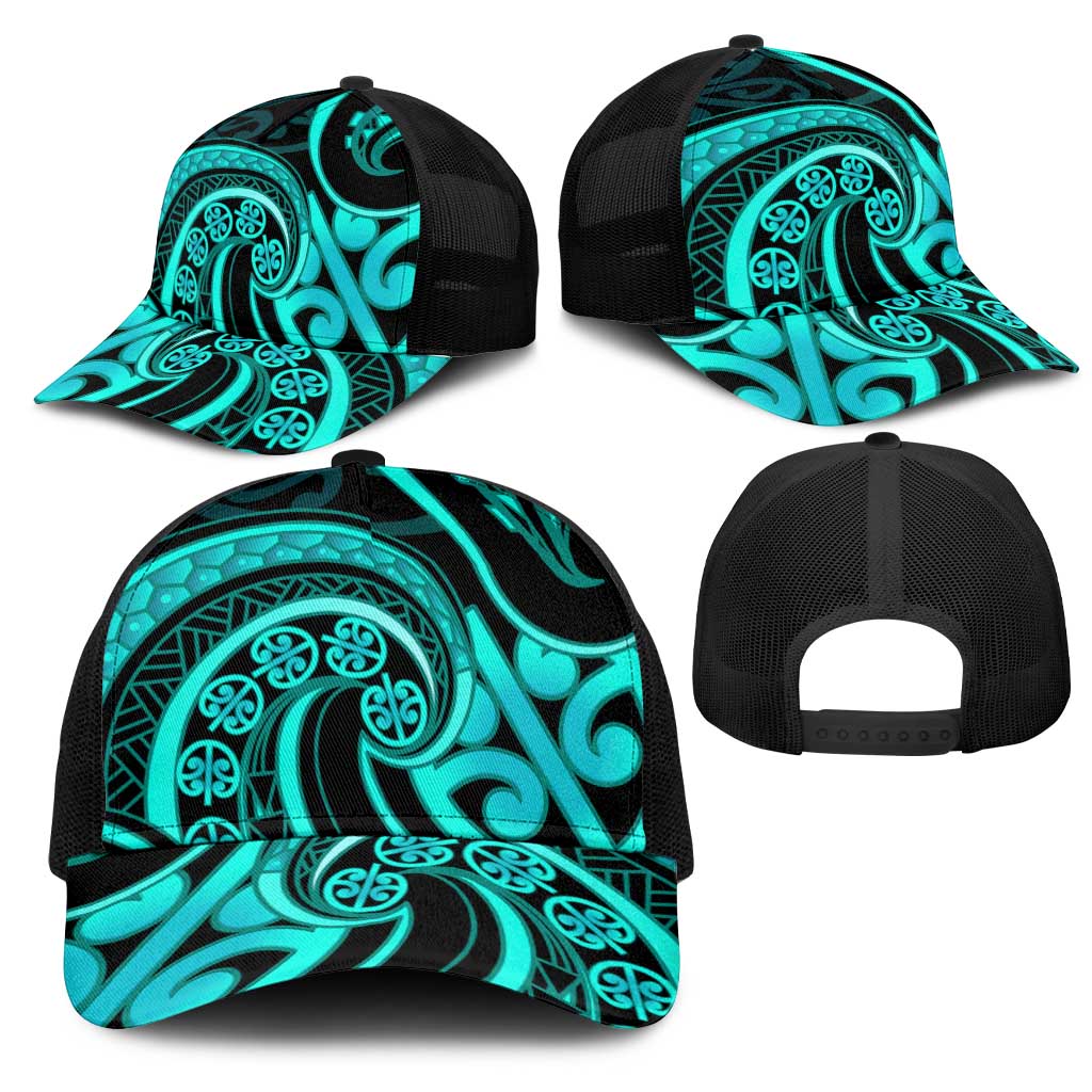 Turquoise New Zealand Mangopare Mesh Trucker Cap Aotearoa Maori Koru Style - Polynesian Pride