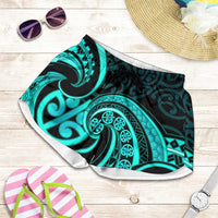 Turquoise New Zealand Mangopare Shorts for Women Aotearoa Maori Koru Style LT14 Turquoise - Polynesian Pride