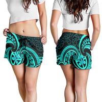 Turquoise New Zealand Mangopare Shorts for Women Aotearoa Maori Koru Style LT14 - Polynesian Pride