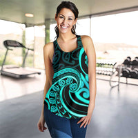 Turquoise New Zealand Mangopare Women Racerback Tank Aotearoa Maori Koru Style LT14 - Polynesian Pride
