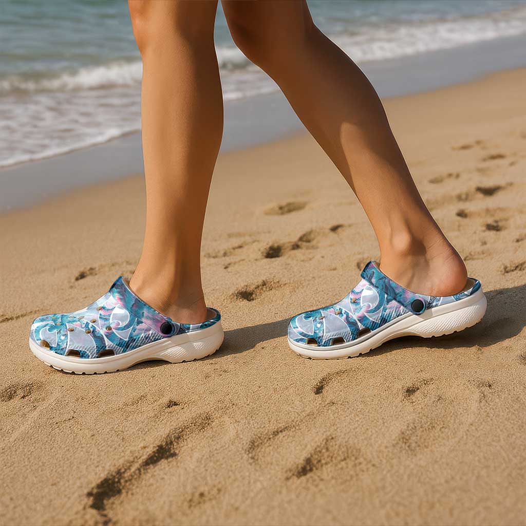 Turquoise Paua Shell Maori Clogs Shoes Koru Kowhaiwhai