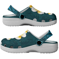 Turquoise Tropical Plumeria With Galaxy Polynesian Art Clogs Shoes