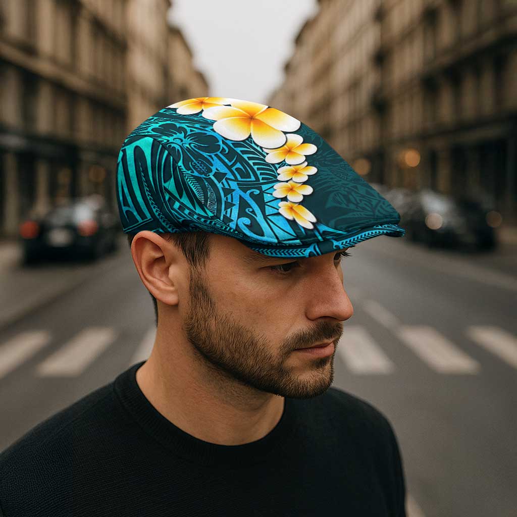 Turquosie Polynesia Jeff Hat Plumeria Tropical Leaves Galaxy Polynesian Art LT14 - Polynesian Pride
