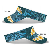 Turquosie Polynesia Sun Visor Cap Plumeria Tropical Leaves With Galaxy Polynesian Art