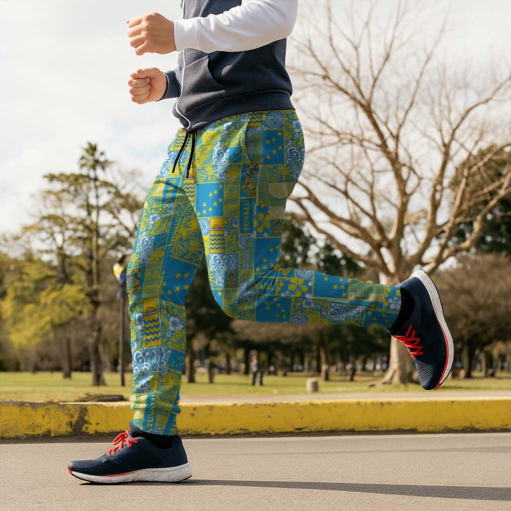 Tuvalu Manuia te Kilisimasi Jogger Pants Pacific Patchwork Xmas Vibes - Polynesian Pride