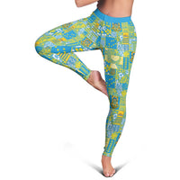 Tuvalu Manuia te Kilisimasi Leggings Pacific Patchwork Xmas Vibes - Polynesian Pride