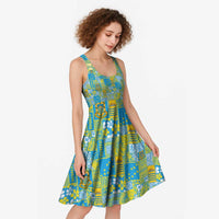 Tuvalu Manuia te Kilisimasi Midi Dress Pacific Patchwork Xmas Vibes - Polynesian Pride