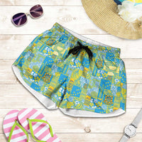 Tuvalu Manuia te Kilisimasi Shorts for Women Pacific Patchwork Xmas Vibes - Polynesian Pride