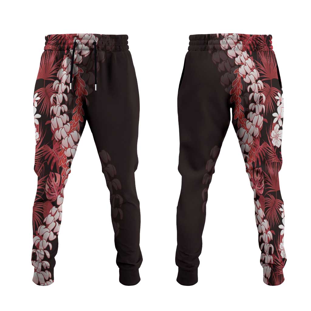 Ulaula Aloha Hawaii Lei Jogger Pants Tropical Flowers Elegant Vibe - Polynesian Pride